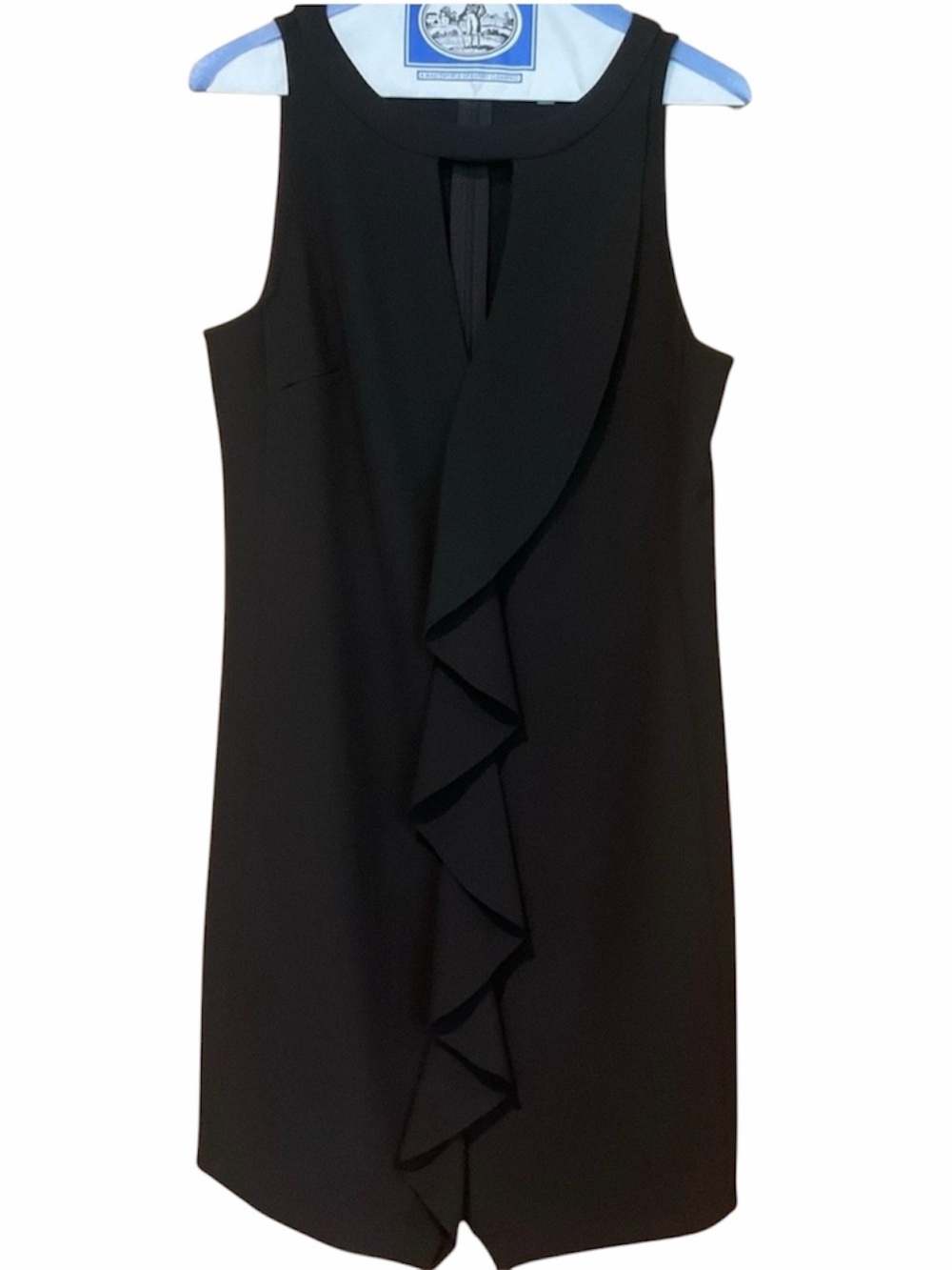 Trina Turk Black Sleeveless Ruffle Front Mini Dress - Size: 6